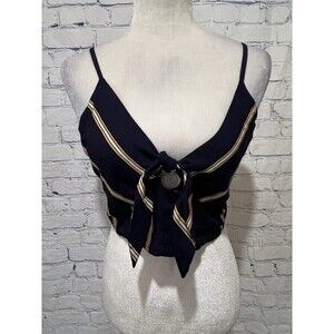 Volcom striped Adjustable Strap crop top with tie size Medium